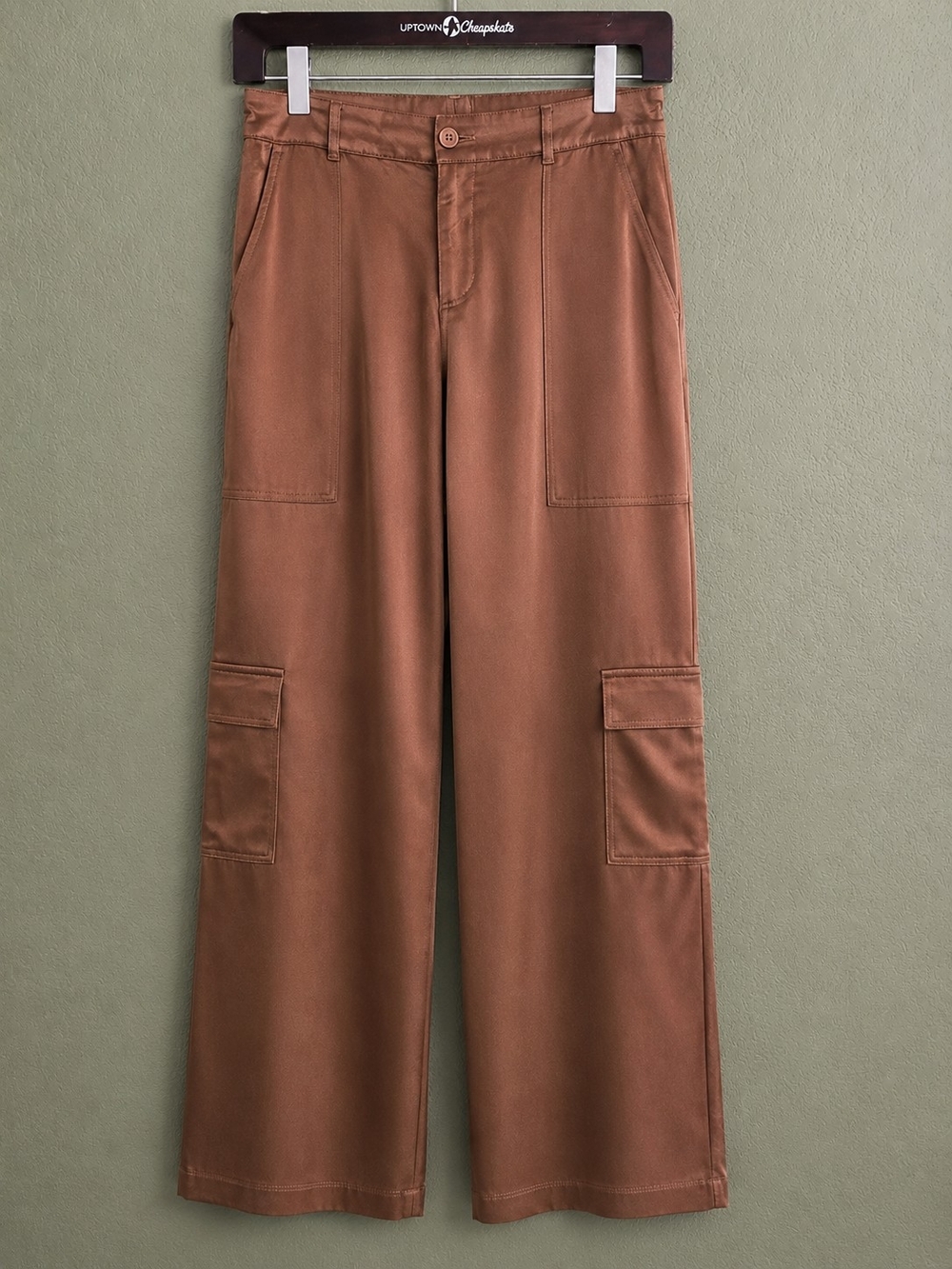 YFB Young Fabulous & Broke Copper Satin Cargo Pants Small Wide Leg